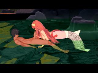 Видео: Monster Musume: Русалка Miia сосет человеку